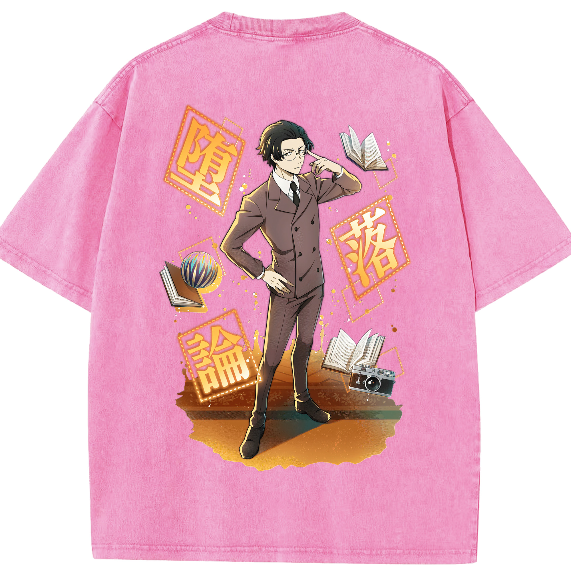 （画像用） 文豪ストレイドッグス Bungo Stray Dogs 綿100% ヴィンテージ風 半袖Tシャツ（背面プリント）